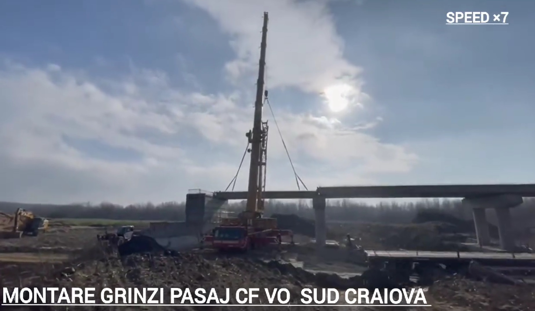 Se montează grinzile peste linia CF pe Centura Sud Euro Sud TV